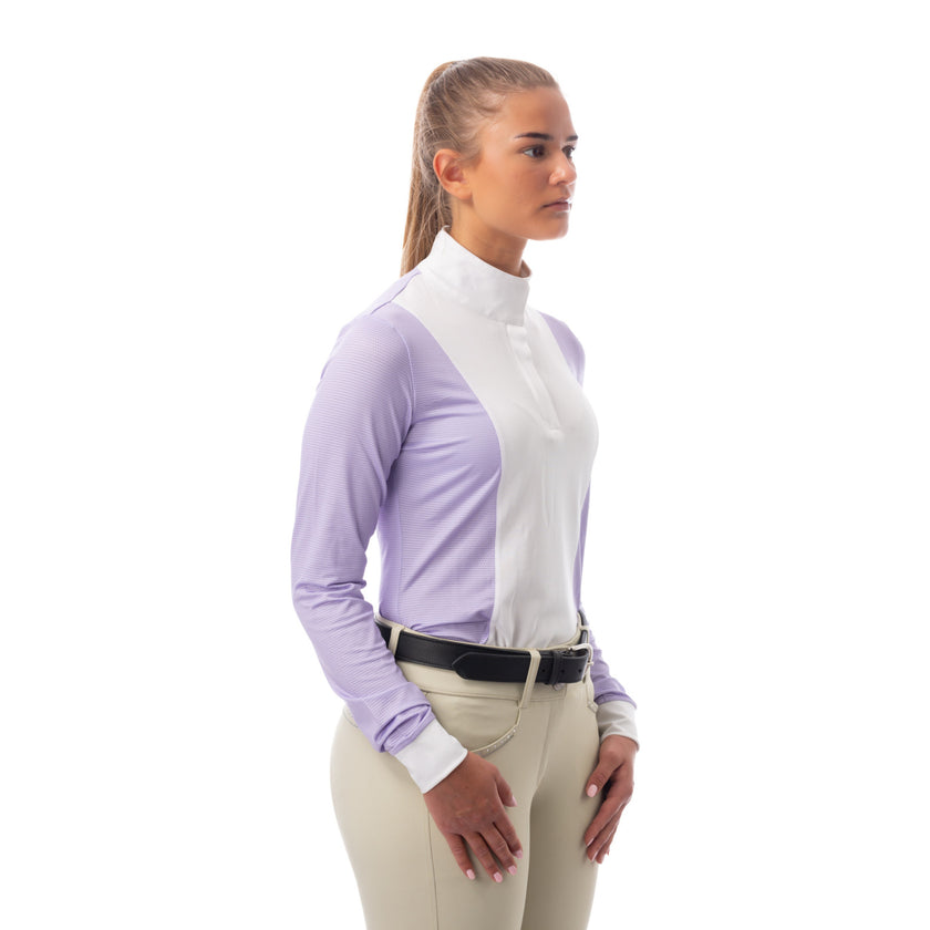 Equinavia Martha Women's Long Sleeved Show Shirt lavender side front view 