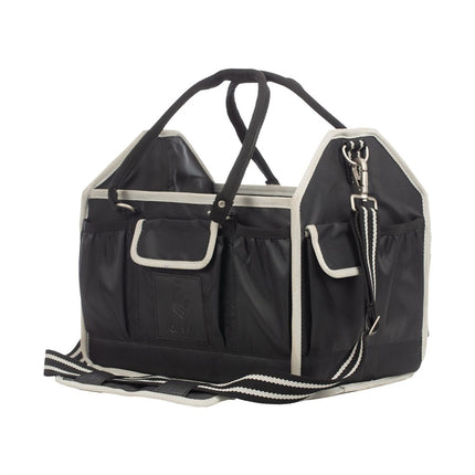 Equinavia Darby Large Collapsible Grooming Tote Black with Silver trim