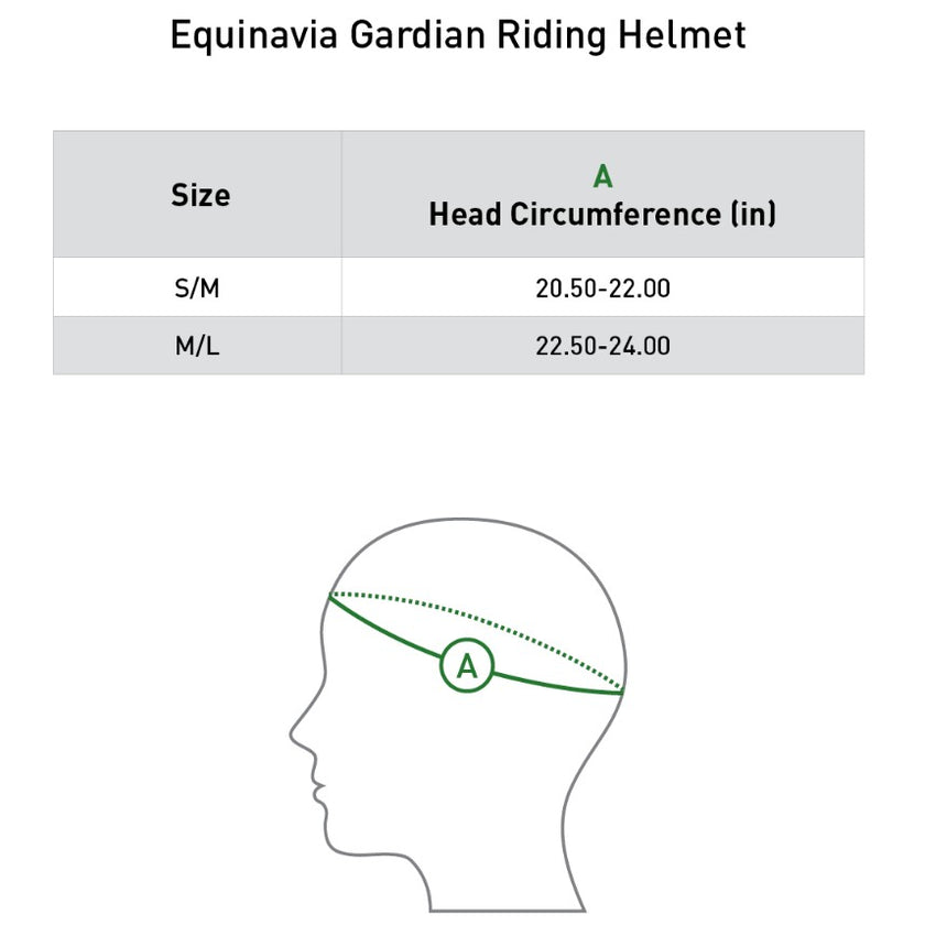 Equinavia Gardian Riding Helmet - Black size guide