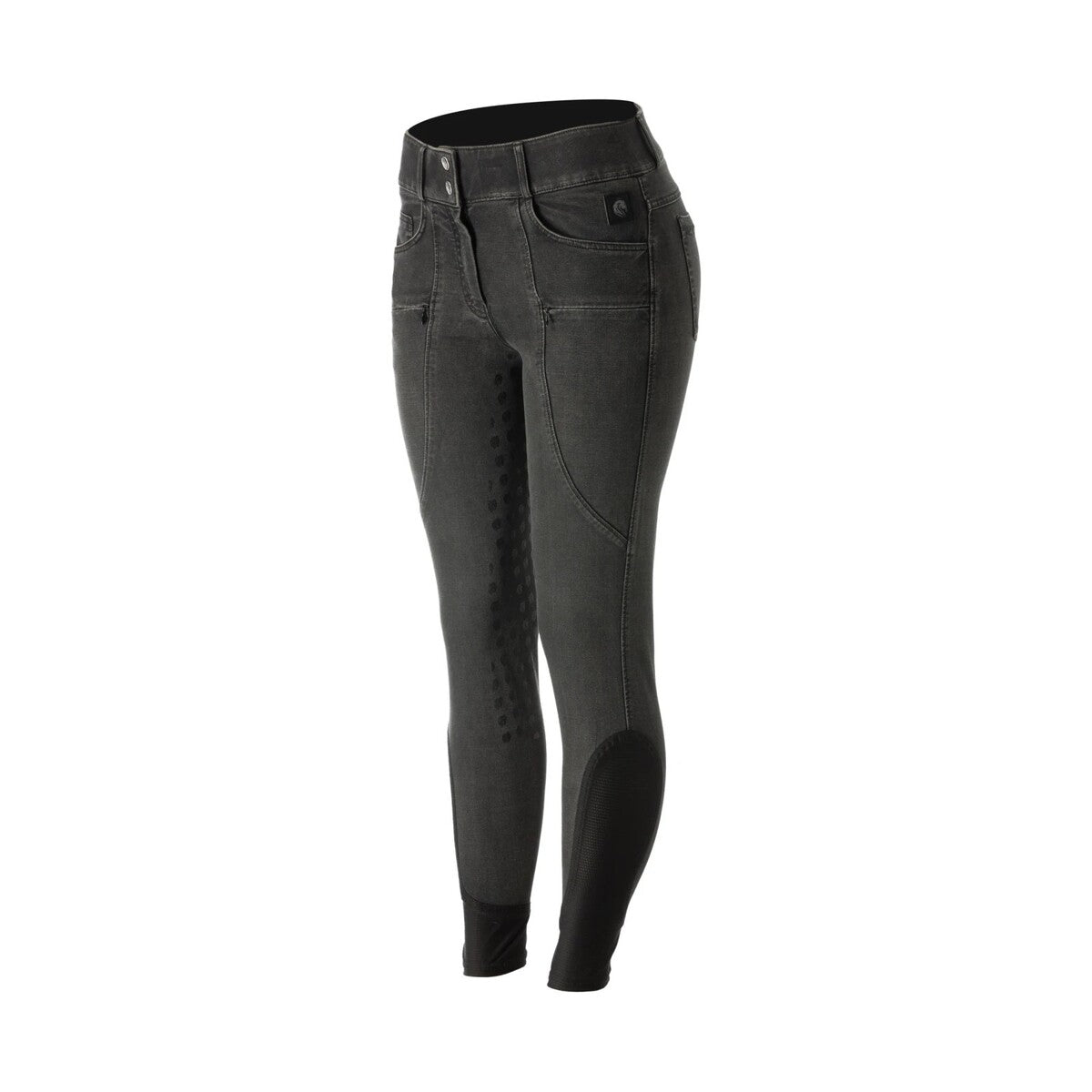 Equinavia Helena Womens Denim Full Seat Breeches front view in black