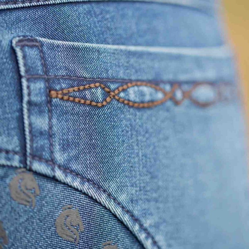 Equinavia Helena Womens Denim Full Seat Breeches showing pocket detail