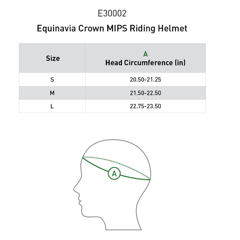 Equinavia Crown MIPS® Riding Helmet Size Chart
