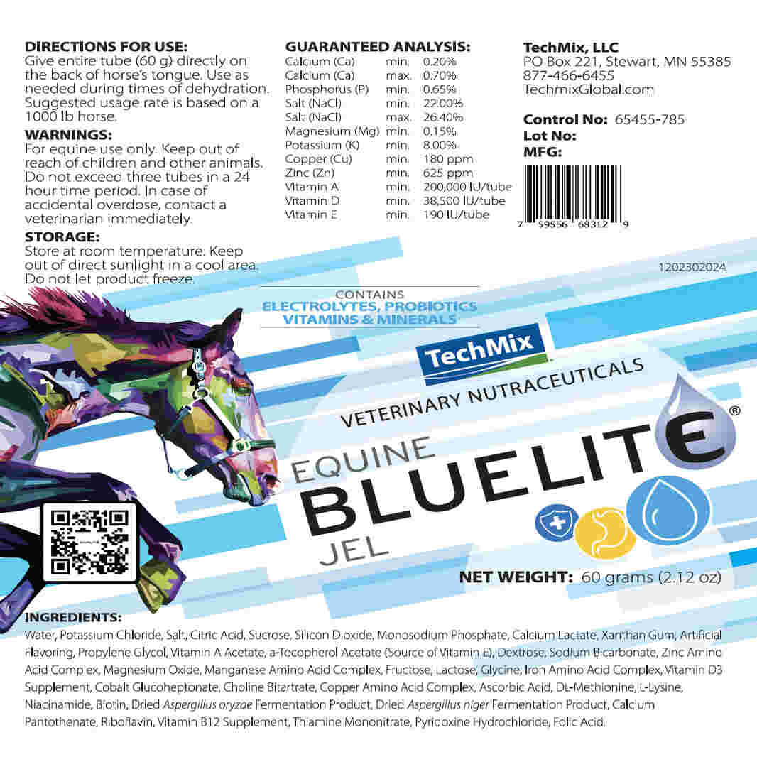 TechMix Equine BlueLite® Electrolytes 60 cc jel with product details