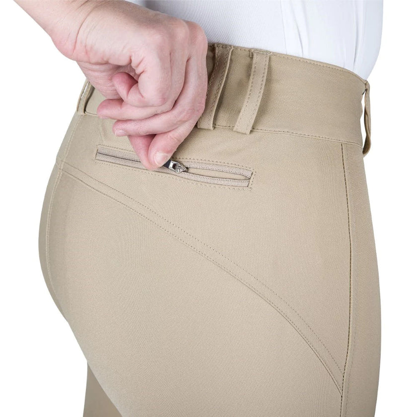 Equine Couture Charlotte Suede Knee Patch Breech pocket detail