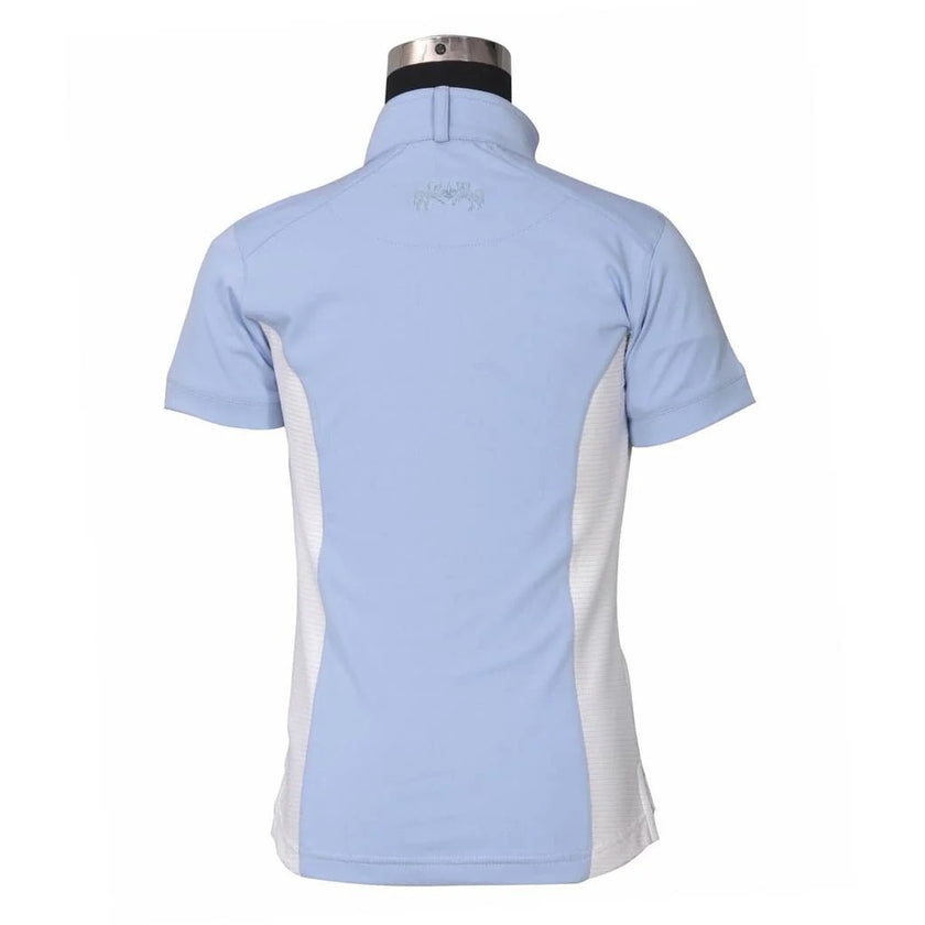 Equine Couture Children's Cara Short Sleeve Show Shirt Baby Blue Back