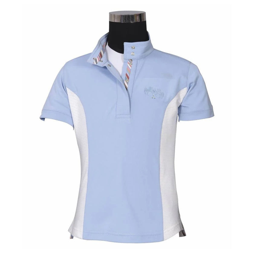 Equine Couture Children's Cara Short Sleeve Show Shirt Baby Blue Front