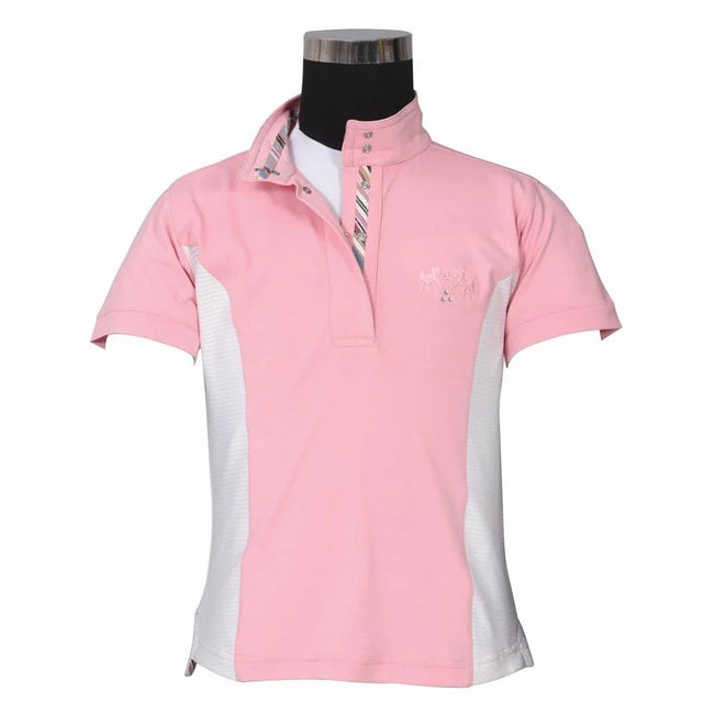 Equine Couture Children's Cara Short Sleeve Show Shirt White Pink
