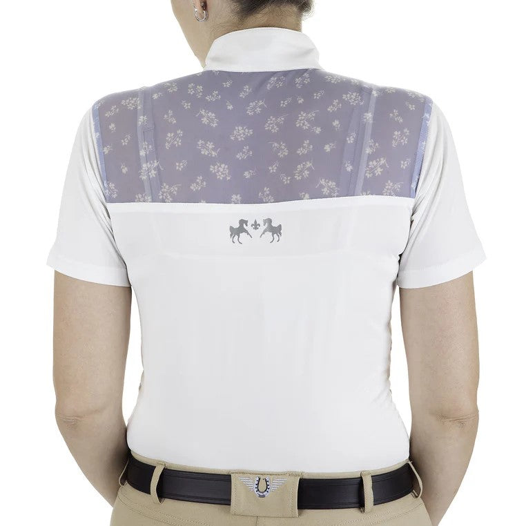 Equine Couture™ Women's Nicolette EquiCool Short Sleeve Show Shirt White Floral Back