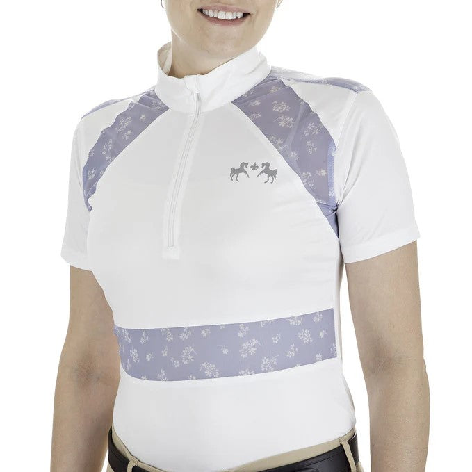 Equine Couture™ Women's Nicolette EquiCool Short Sleeve Show Shirt White Floral front