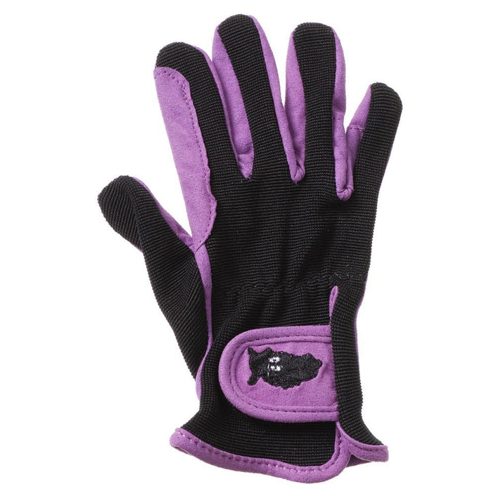 Equitare Kid's Embroidered Gloves purple and black