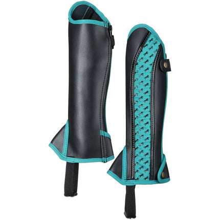 Equitare Kids Half Chaps with Horse Motif Teal
