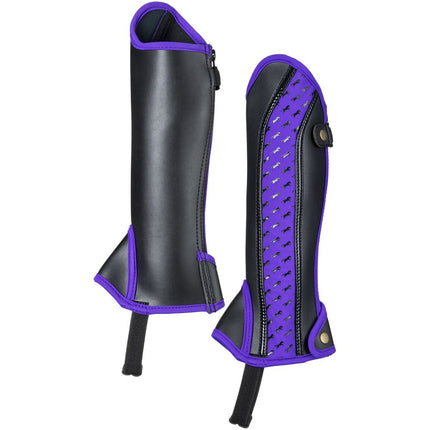 Equitare Kids Half Chaps with Horse Motif purple