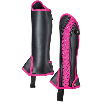 Equitare Kids Half Chaps with Horse Motif Pink