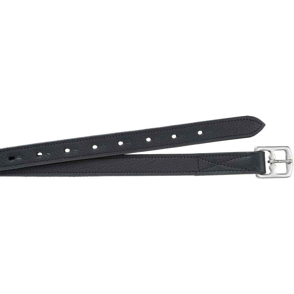 Equitare Cadence Leathers in black with numbered holes.