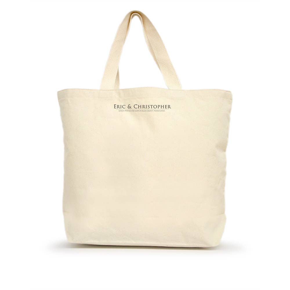 Eric & Christopher - Large Tote with two cute donkeys on the front and brand name on back