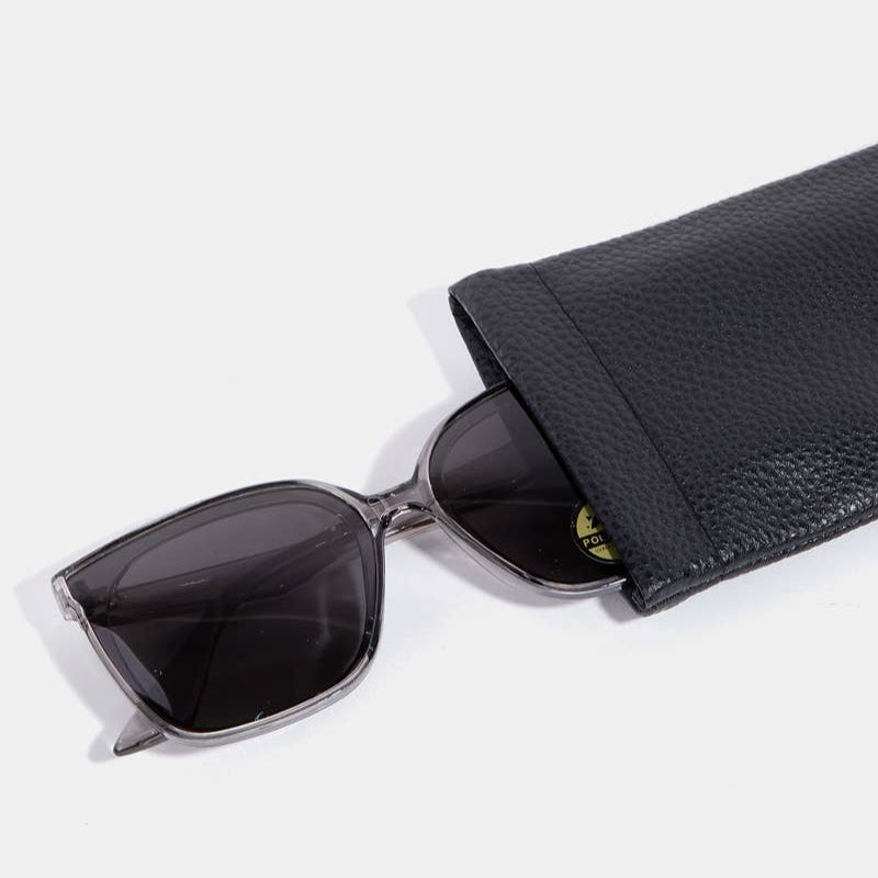 Faux Leather Sunglasses Sleeve opening detail