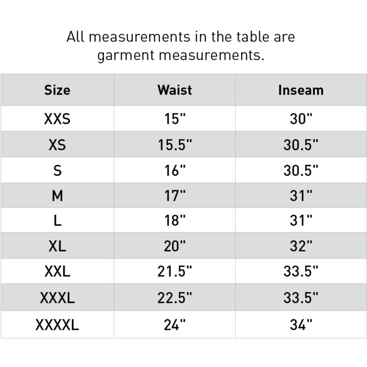 Finntack Pro Alaska Winter Trousers Size Chart