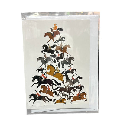 Horse Christmas Card - Fox Hunters shaped in a tree