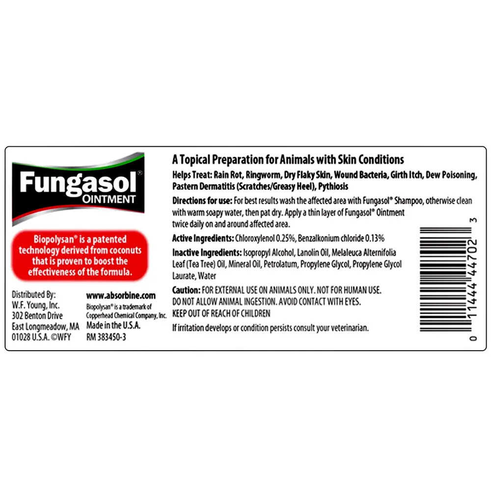 Fungasol Ointment 13 oz label with details