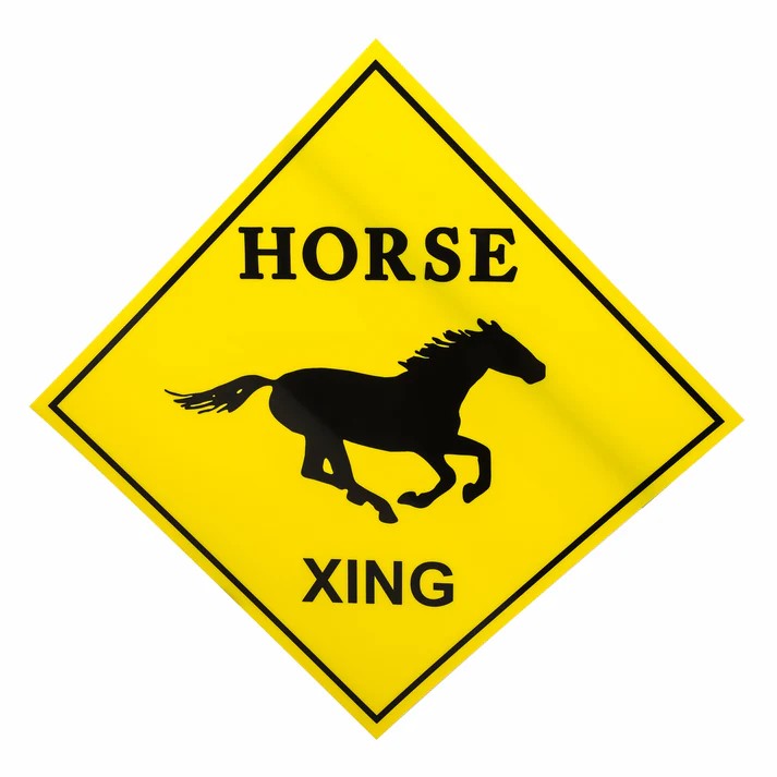 Gatsby Horse Crossing Sign with a running horse image