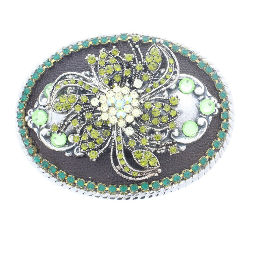 HHH Designs - Colored Crystal Belt Buckle Green
