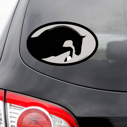 HHP Oval Equestrian Horse Sticker: Hunter on a car