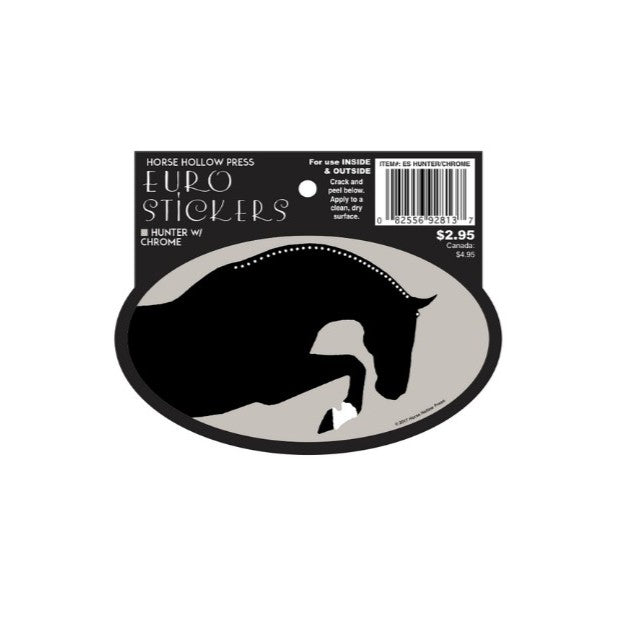 Hunter Horse oval shaped sticker with packaging label 