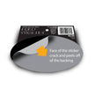 packaging of oval euro sticker showing how to crack and peel off the backing