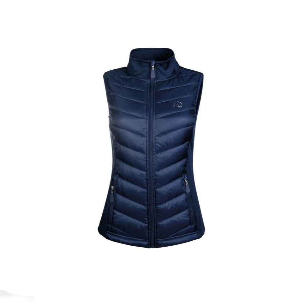 HKM Basel Jersey/nylon Vest in deep blue with two front zip pockets and high collar.