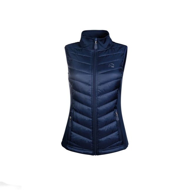 HKM Basel Jersey/nylon Vest in deep blue with two front zip pockets and high collar.