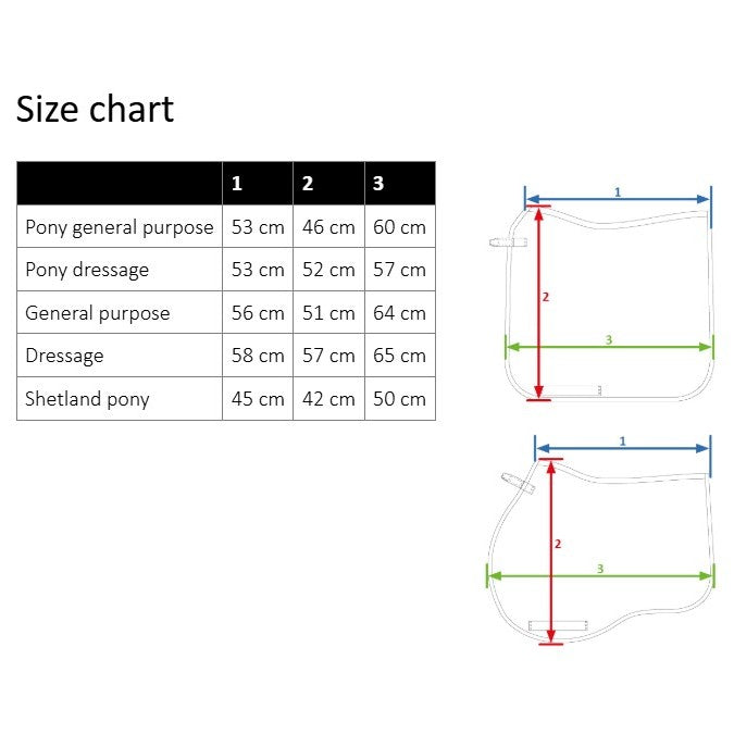 HKM Color Breeze All-Purpose Saddle Pad Size Chart