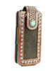 Hair on Hide Belt Phone Case w/ Turquoise side angle 