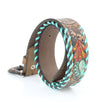 Leather dog collar with decorative patterns on a white background
