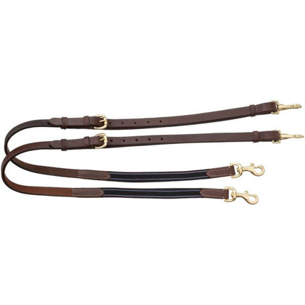 Harness Leather Side Reins with brass hardware 