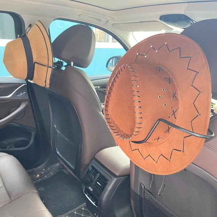 Keyiduid Cowboy Hat Holder for Truck or Car shown with hats