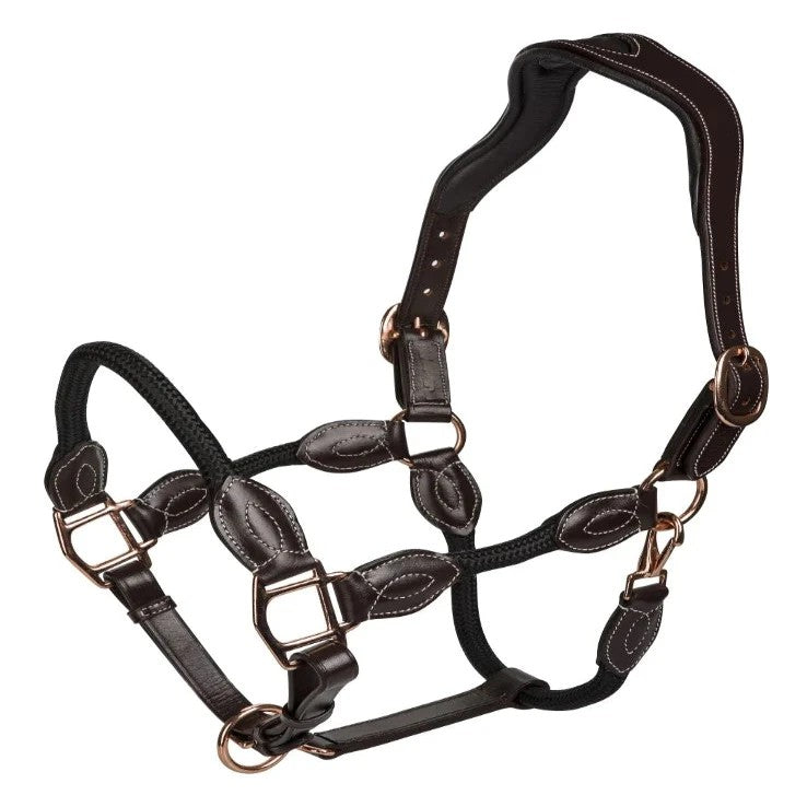 Henri de Rivel Leather Rope Halter with brass hardware.