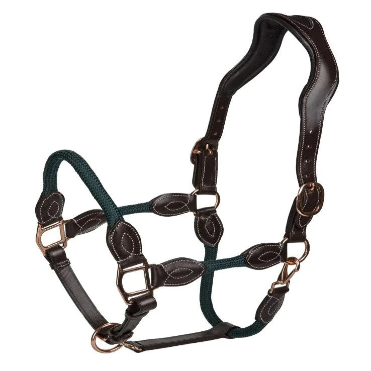 Henri de Rivel Leather Rope Halter - hanana and hunter green