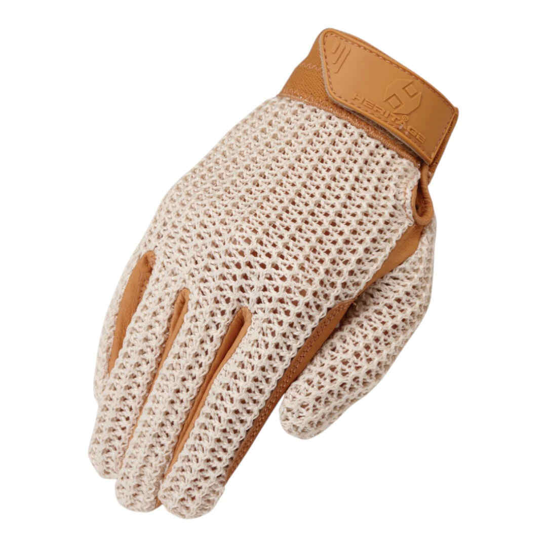 Heritage Crochet Riding Glove in tan