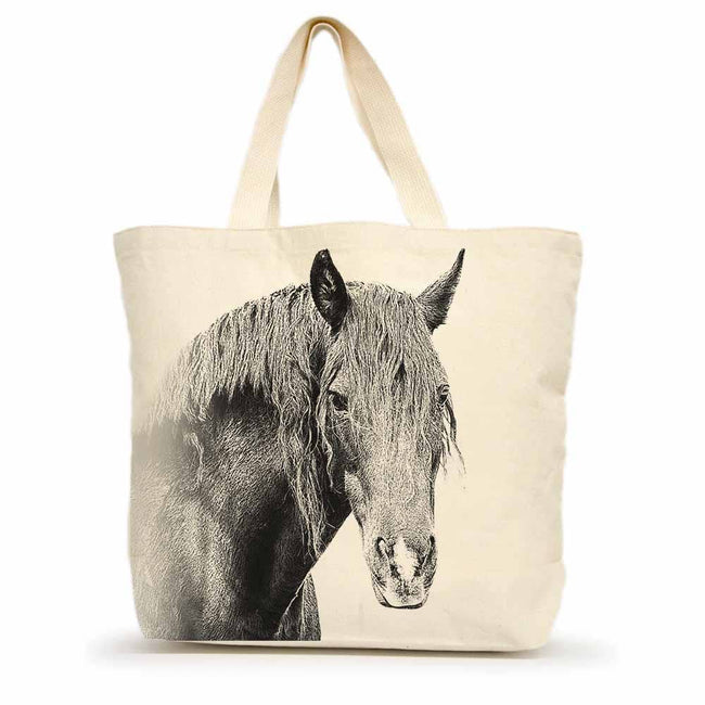 Horse 2 Large Tote bag  front side with a horse design on a white background