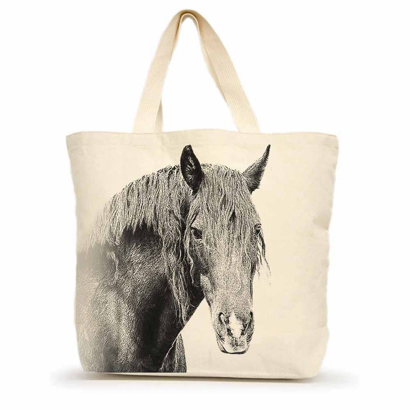 Horse 2 Large Tote bag  front side with a horse design on a white background
