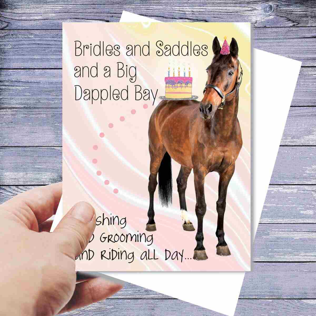 Horse Birthday Card: Bridles & Saddles Dappled Bay