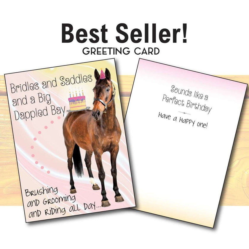 Horse Birthday Card: Bridles & Saddles Dappled Bay