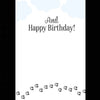 Horse Birthday Card: Happy Trails Text 'And Happy Birthday!' on a white background with decorative elements.