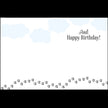 Horse Birthday Card: Happy Trails with decorative elements on a light blue background