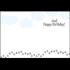 Horse Birthday Card: Happy Trails with decorative elements on a light blue background