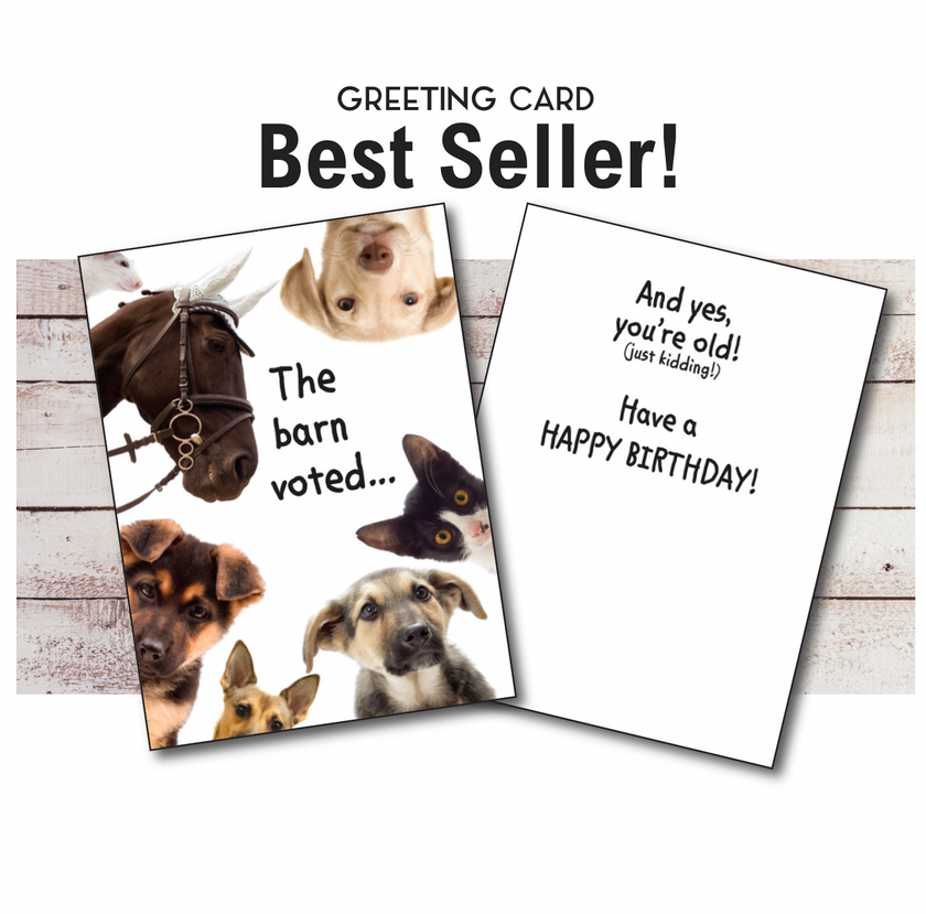 Horse Birthday Card: The Barn Voted