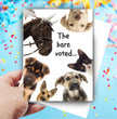 Horse Birthday Card: The Barn Voted with images of animals and text 'The barn voted...' on a colorful confetti background
