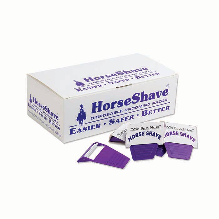 Horse Shave Disposable Razors sitting in front of their display box