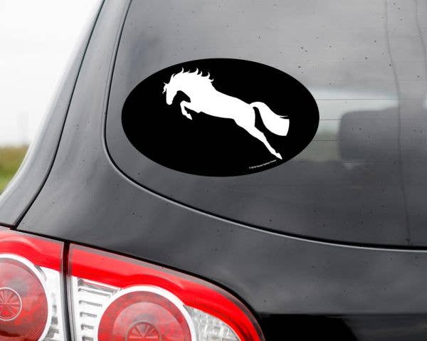 Horse Sticker: Jumper on Black on a car