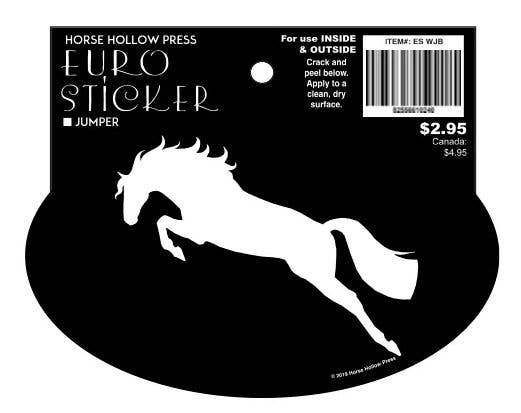 Horse Sticker: Jumper on Black in packaging